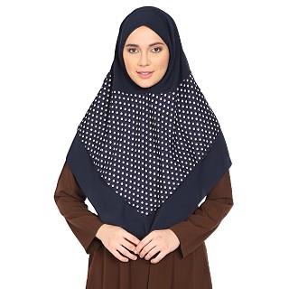Polka Dot Instant Ready-to-wear Hijab - Navy Dot